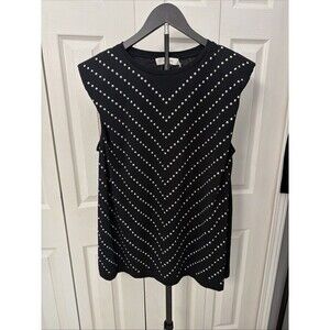 Munthe Singa Chevron Rivet Tank Top in Black NWT Size 42  Sleeveless Retail $129